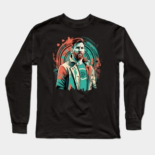 Lionel Messi GOAT of Football Long Sleeve T-Shirt